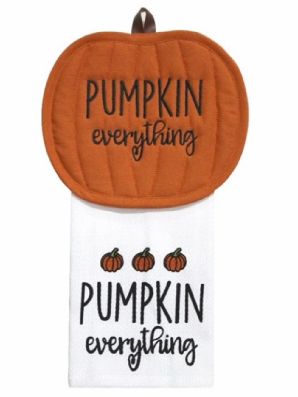 10/$25🦋 Boutique Orange & White PUMPKIN EVERYTHING Kitchen Towel & Potholder Set